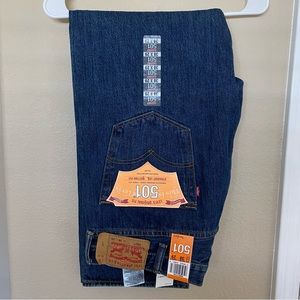 LEVI’S Dark Wash 501 Straight Leg Button Fly Jeans